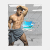 SlipperyJoe's Handtuch gebrochen, weiße Ziegelwand Fleecedecke (Vorderseite)