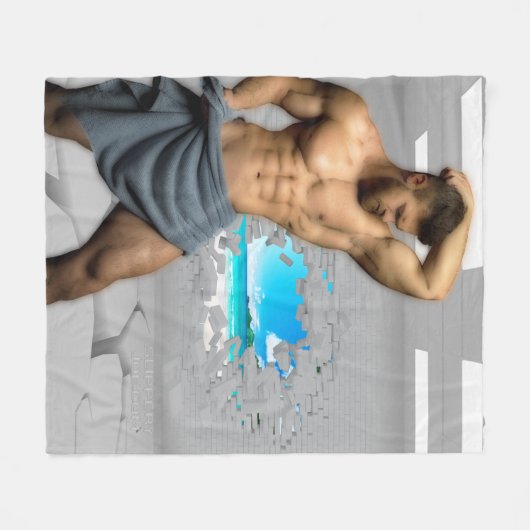 SlipperyJoe's Handtuch gebrochen, weiße Ziegelwand Fleecedecke (Vorderseite (Horizontal))