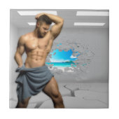 SlipperyJoe's Handtuch gebrochen, weiße Ziegelwand Fliese (Vorderseite)