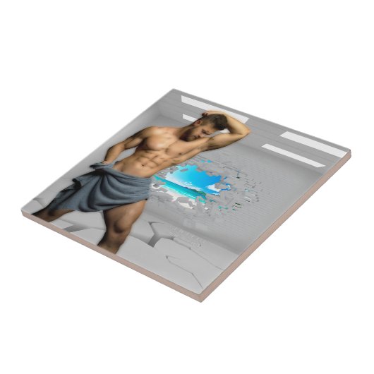 SlipperyJoe's Handtuch gebrochen, weiße Ziegelwand Fliese (Seite)