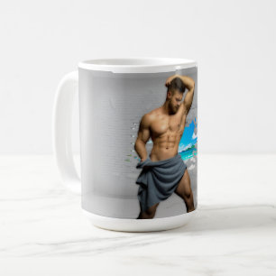 SlipperyJoe's Handtuch gebrochen, weiße Ziegelwand Kaffeetasse