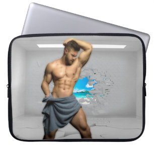 SlipperyJoe's Handtuch gebrochen, weiße Ziegelwand Laptopschutzhülle