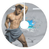 SlipperyJoe's Handtuch gebrochen, weiße Ziegelwand Polyester Weihnachtsbaumdecke (Vorderseite)