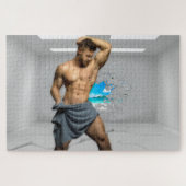 SlipperyJoe's Handtuch gebrochen, weiße Ziegelwand Puzzle (Horizontal)