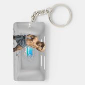 SlipperyJoe's Handtuch gebrochen, weiße Ziegelwand Schlüsselanhänger (Rückseite)