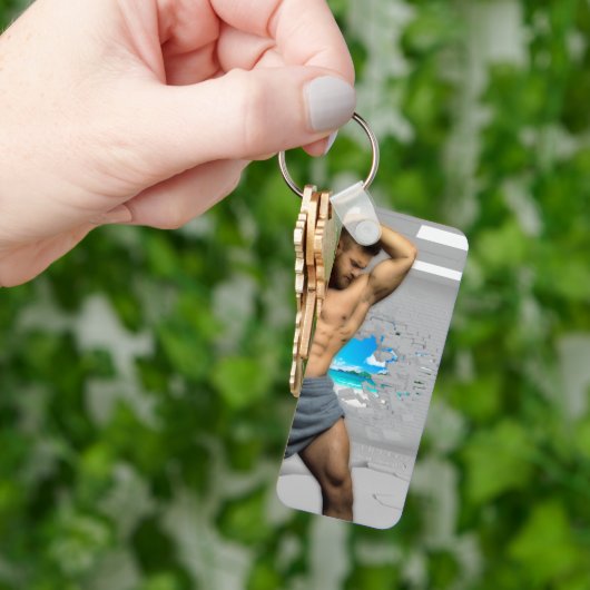 SlipperyJoe's Handtuch gebrochen, weiße Ziegelwand Schlüsselanhänger (Hand)