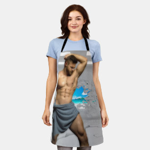 SlipperyJoe's Handtuch gebrochen, weiße Ziegelwand Schürze