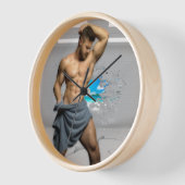 SlipperyJoe's Handtuch gebrochen, weiße Ziegelwand Uhr (Winkel)