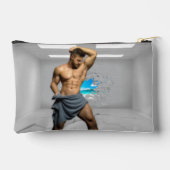 SlipperyJoe's Handtuch gebrochen, weiße Ziegelwand Zubehörtasche (Rückseite)