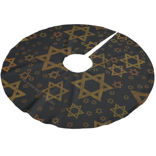 SlipperyJoe's Hanukkah-themed Star David artistic  Polyester Weihnachtsbaumdecke (Schrägansicht)