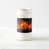 SlipperyJoe's Happy Halloween Kürbis glühende Auge Bierglas (Mittel)