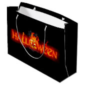SlipperyJoe's Happy Halloween Kürbis glühende Auge Große Geschenktüte (Rückseite Schrägansicht)