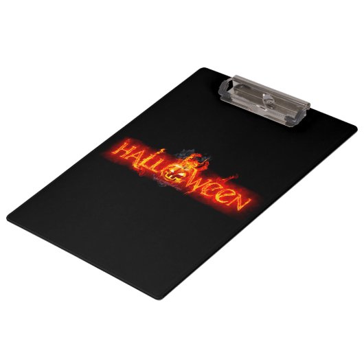 SlipperyJoe's Happy Halloween Kürbis glühende Auge Klemmbrett (Schrägansicht)