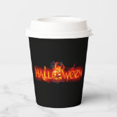 SlipperyJoe's Happy Halloween Kürbis glühende Auge Pappbecher (Rückseite)