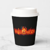 SlipperyJoe's Happy Halloween Kürbis glühende Auge Pappbecher (Vorderseite)