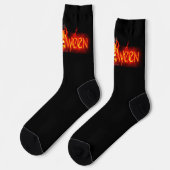 SlipperyJoe's Happy Halloween Kürbis glühende Auge Socken (Linkes Detail)
