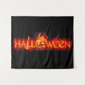 SlipperyJoe's Happy Halloween Kürbis glühende Auge Wandteppich (Vorderseite (Horizontal))