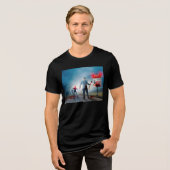 SlipperyJoe's Happy Halloween tote Zombies beängst Tri-Blend Shirt (Vorderseite voll)
