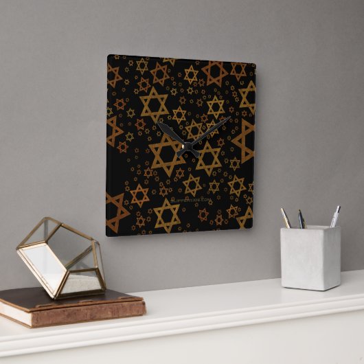 SlipperyJoe's Happy Hanukkah mehrere Sterne von Da Quadratische Wanduhr (Büro)