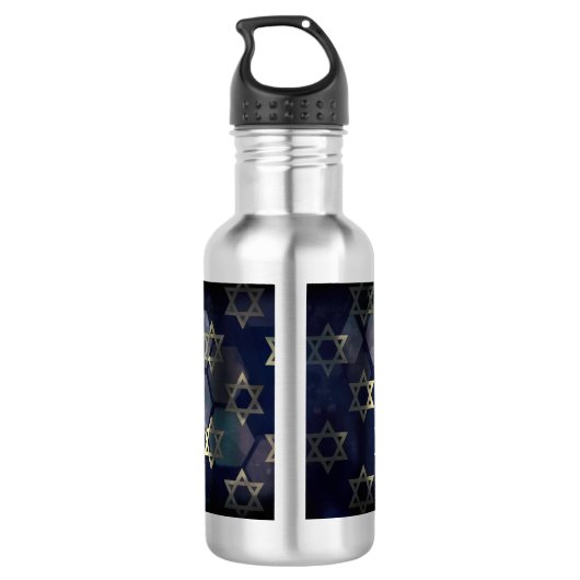 SlipperyJoe's Happy Hanukkah Multiple Star von Dav Edelstahlflasche (Rückseite)