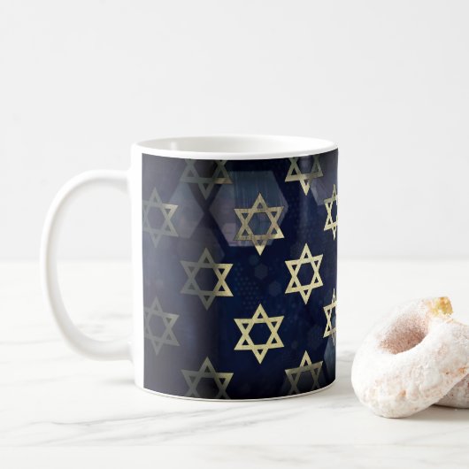 SlipperyJoe's Happy Hanukkah Multiple Star von Dav Kaffeetasse (Mit Donut)