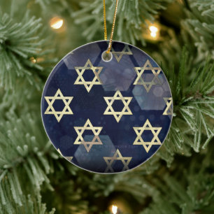 SlipperyJoe's Happy Hanukkah Multiple Star von Dav Keramik Ornament