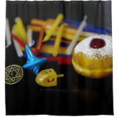 SlipperyJoe's Happy Hanukkah Star von David Coin m Duschvorhang (Vorderseite)