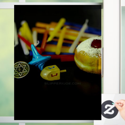 SlipperyJoe's Happy Hanukkah Star von David Coin m Fensteraufkleber (Zuhause)