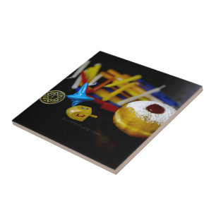 SlipperyJoe's Happy Hanukkah Star von David Coin m Fliese