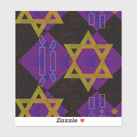 SlipperyJoe's Happy Hanukkah Star von David menora Aufkleber (Blatt)