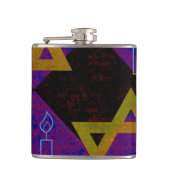 SlipperyJoe's Happy Hanukkah Star von David menora Flachmann (Vorderseite)