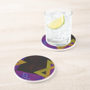 SlipperyJoe's Happy Hanukkah Star von David menora Getränkeuntersetzer