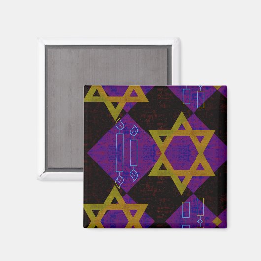 SlipperyJoe's Happy Hanukkah Star von David menora Magnet (Vorderseite/Rückseite)