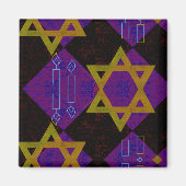 SlipperyJoe's Happy Hanukkah Star von David menora Magnet (Vorne)