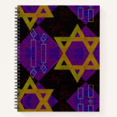 SlipperyJoe's Happy Hanukkah Star von David menora Notizblock (Vorderseite)