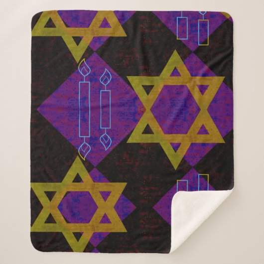 SlipperyJoe's Happy Hanukkah Star von David menora Sherpadecke (Vorderseite)