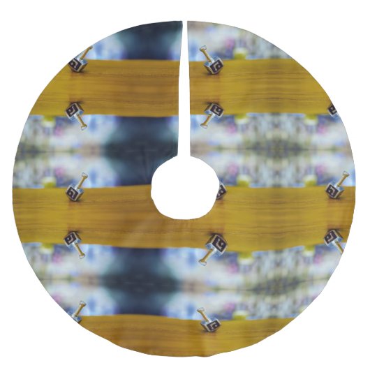 SlipperyJoe's Happy Hanukkah vierseitige Spinnerei Polyester Weihnachtsbaumdecke (Vorderseite)