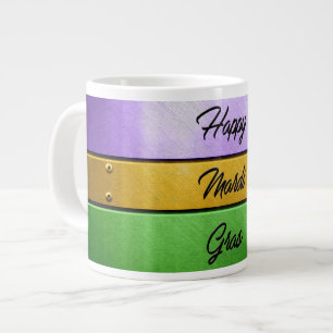 SlipperyJoe's Happy Mardi Gras lila goldgrün b Jumbo-Tasse