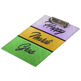 SlipperyJoe's Happy Mardi Gras lila goldgrün b Klemmbrett