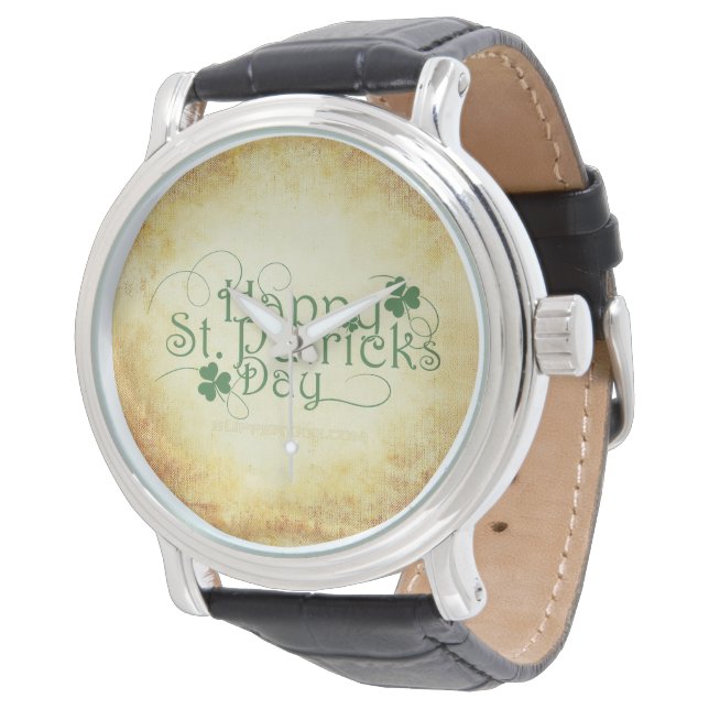SlipperyJoe's Happy St. Patrick's Day Iris Armbanduhr (Schrägansicht)