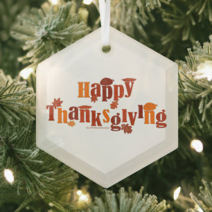 SlipperyJoe's helle festliche Thanksgiving-Grafik Ornament Aus Glas