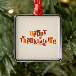 SlipperyJoe's helle festliche Thanksgiving-Grafik Ornament Aus Metall