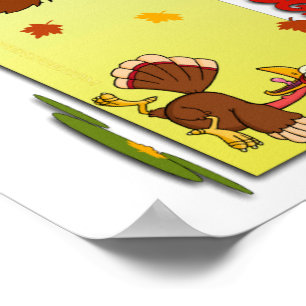 SlipperyJoe's helle spielerische Thanksgiving-Cart Poster