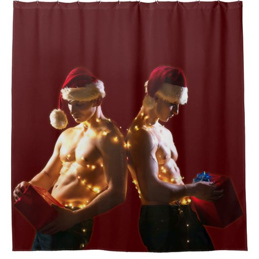 SlipperyJoe's hemmungslose Männer zurück zu Weihna Duschvorhang (Vorderseite)
