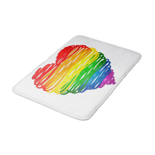 SlipperyJoes herz in Regenbogenfarben mit kritzeli Badematte
