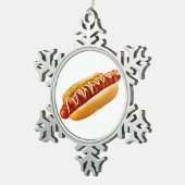 SlipperyJoe's Hot Dog verschachtelt weiche Knochen Schneeflocken Zinn-Ornament (Rechts)