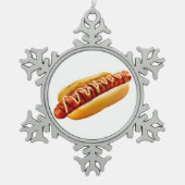 SlipperyJoe's Hot Dog verschachtelt weiche Knochen Schneeflocken Zinn-Ornament (Vorderseite)