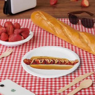 SlipperyJoe's Hotdog Senf geschnitten Fleisch Knoc Pappteller