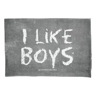 SlipperyJoe's I Like Boys schmutzige schwarze Tafe Kissenbezug