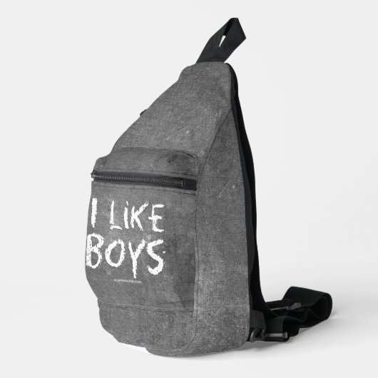 SlipperyJoe's I Like Boys schmutzige Tafel dunkel Crossbody Bag (Rechte Ecke)